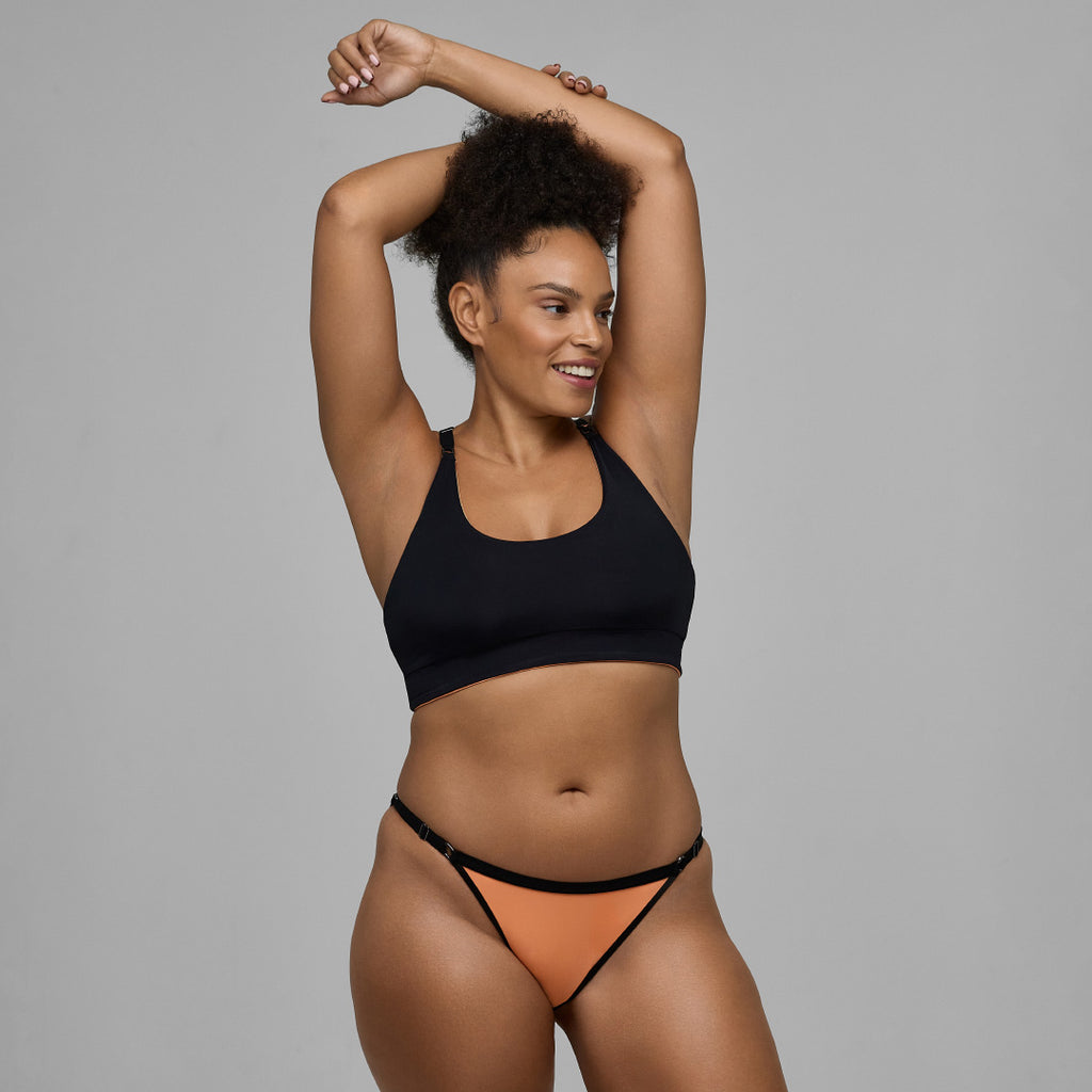 Reversible Bralette and Mesh Tanga - Cantaloupe - Matching Set