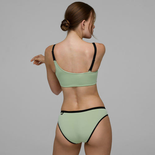 Asymmetrical Bralette and Bikini Briefs - Bok Choy - Matching Set